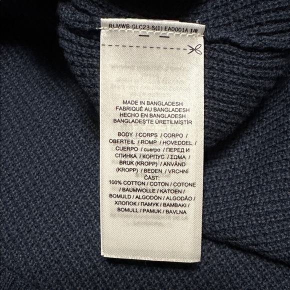 LAUREN RAPLH LAUREN Navy Blue Cowl Neck Waffle Knit Sweater - Picture 12 of 15